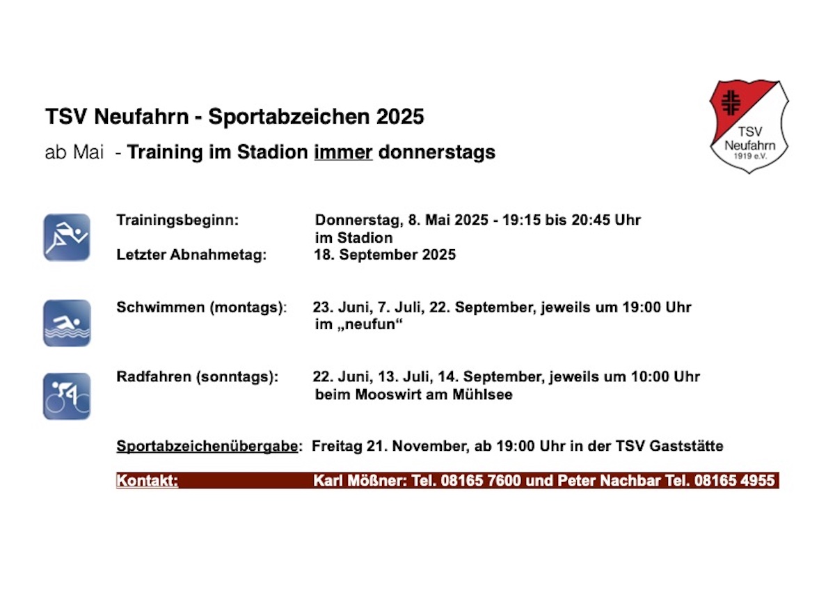 Sportabzeichen 2025 - am 8. Mai geht´s los